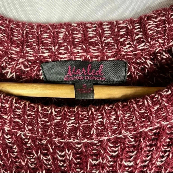 Marled Reunited Heather Red Side Zip Crewneck Sweater S - Picture 4 of 6